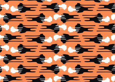 Vektör dokusu arka plan, kusursuz desen. El çizimi, turuncu, siyah ve beyaz renkler.