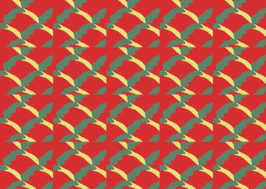 Vektör dokusu arka plan, kusursuz desen. El çizimi, kırmızı, yeşil ve sarı renkler.