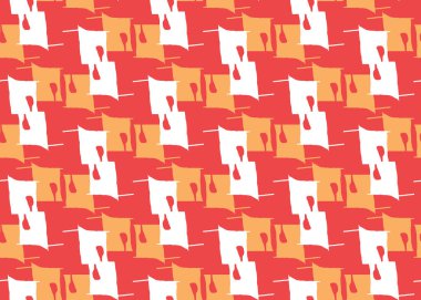 Vektör dokusu arka plan, kusursuz desen. El çizimi, kırmızı, turuncu ve beyaz renkler.