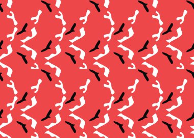 Vektör dokusu arka plan, kusursuz desen. El çizimi, kırmızı, beyaz ve siyah renkler.