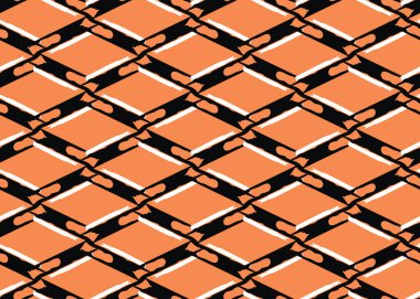 Vektör dokusu arka plan, kusursuz desen. El çizimi, turuncu, siyah ve beyaz renkler.