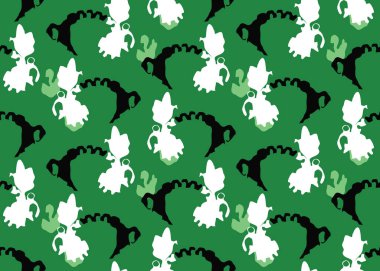 Vektör dokusu arka plan, kusursuz desen. El çizimi, yeşil, siyah ve beyaz renkler.