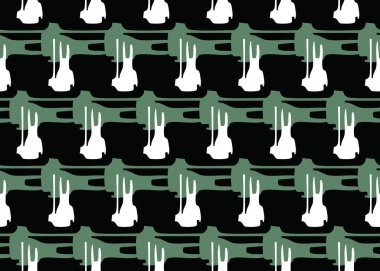 Vektör dokusu arka plan, kusursuz desen. El çizimi, yeşil, siyah ve beyaz renkler.