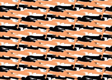 Vektör dokusu arka plan, kusursuz desen. El çizimi, turuncu, siyah ve beyaz renkler.