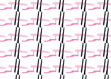 Vektör dokusu arka plan, kusursuz desen. El çizimi, siyah, pembe ve beyaz renkler.