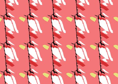 Vektör dokusu arka plan, kusursuz desen. El çizimi, kırmızı, siyah, beyaz ve sarı renkler.