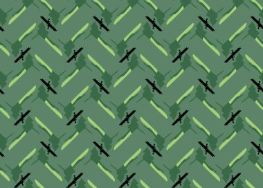 Vektör dokusu arka plan, kusursuz desen. El çizimi, yeşil ve siyah renkler.