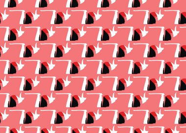 Vektör dokusu arka plan, kusursuz desen. El çizimi, kırmızı, siyah ve beyaz renkler.