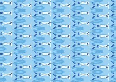 Vektör dokusu arka plan, kusursuz desen. El çizimi, mavi ve beyaz renkler.