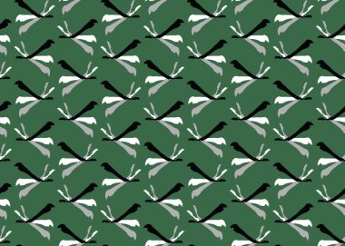 Vektör dokusu arka plan, kusursuz desen. El çizimi, yeşil, gri, siyah ve beyaz renkler.