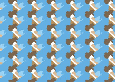 Vektör dokusu arka plan, kusursuz desen. El çizimi, mavi, kahverengi ve beyaz renkler.