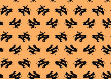 Vektör dokusu arka plan, kusursuz desen. El çizimi, turuncu ve siyah renkler.