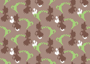 Vektör dokusu arka plan, kusursuz desen. El çizimi, kahverengi, yeşil ve beyaz renkler.