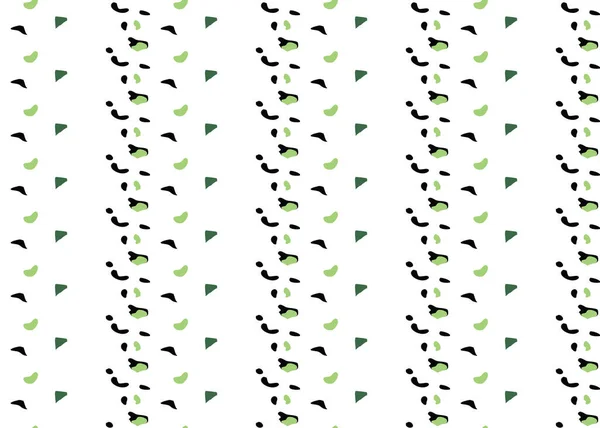 Vector Textuur Achtergrond Naadloos Patroon Handgetekende Zwarte Groene Witte Kleuren — Stockvector