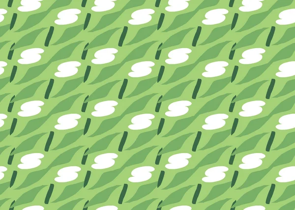 Vector Textuur Achtergrond Naadloos Patroon Handgetekende Groene Witte Kleuren — Stockvector