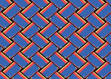 Vektör dokusu arka plan, kusursuz desen. El çizimi, mavi, sarı, siyah ve kırmızı renkler.