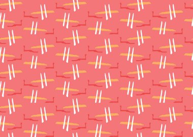 Vektör dokusu arka plan, kusursuz desen. El çizimi, kırmızı, turuncu ve beyaz renkler.