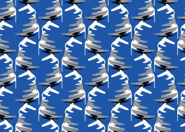 Vektör dokusu arka plan, kusursuz desen. El çizimi, mavi, gri, siyah ve beyaz renkler.