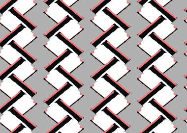 Vektör dokusu arka plan, kusursuz desen. El çizimi, gri, kırmızı, siyah ve beyaz renkler.