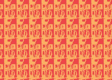 Vektör dokusu arka plan, kusursuz desen. El çizimi, turuncu ve kırmızı renkler.