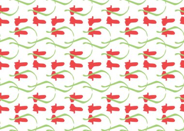 Vektör dokusu arka plan, kusursuz desen. El çizimi, kırmızı, yeşil ve beyaz renkler.