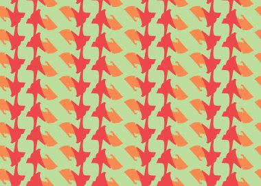 Vector texture background, seamless pattern. Hand drawn, green, orange and red colors.