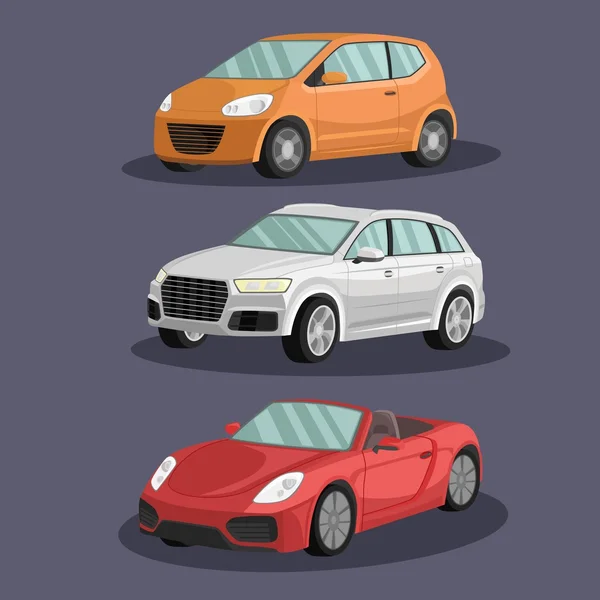 Jeu de conception d'image de voitures pour différents besoins d'illustration — Image vectorielle