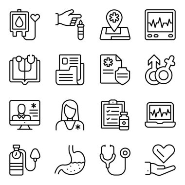 Tıbbi Bakım Lineer Simgeleri Paketi 