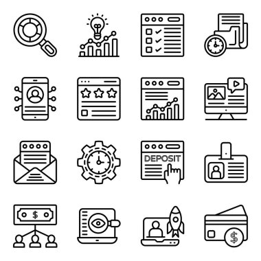 İş ve Veri Analizi Doğrusal Simgeler Paketi 