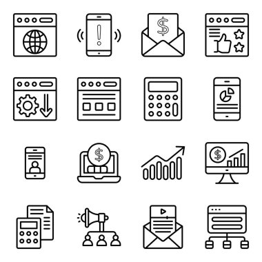 Seo ve Web Doğrusal Simgeleri Paketi 