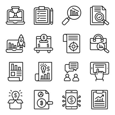 İş ve Infographic Doğrusal Simgeler Paketi 