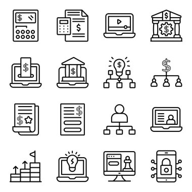 İş ve İstatistik Doğrusal Simgeler Paketi 