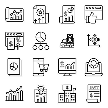 Mali İstatistikler Doğrusal Simgeler Paketi 
