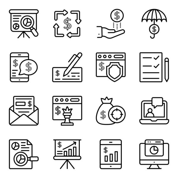 Financial Infographic Linear Icons Pack 