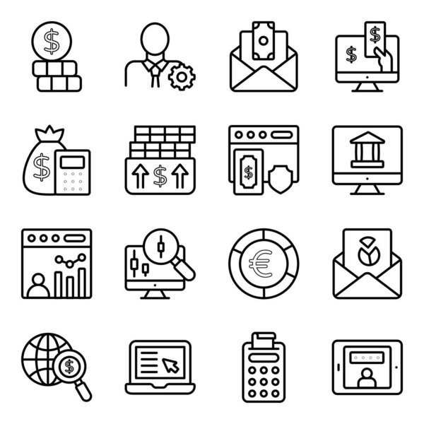 Finance and Data Linear Icons Pack 