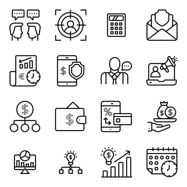 Finance and Online Data Linear Icons Pack 