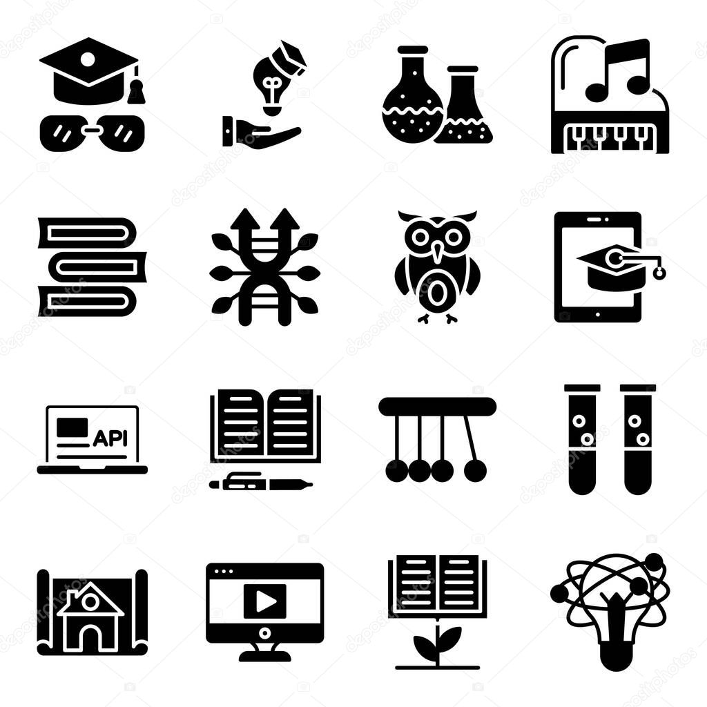 Pack of Education and Knowledge Solid Icons 