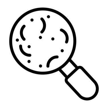 Mikrop analiz ikonu, büyüteç altında mikroorganizma