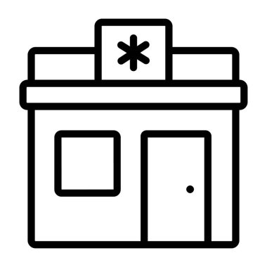 Tıbbi işaretli bina, klinik simgesi