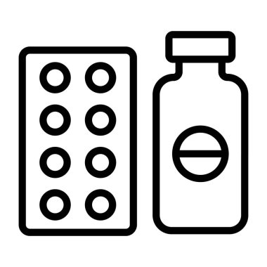 İlaç kavanozu simgesi tasvir eden şişe kapsülleri