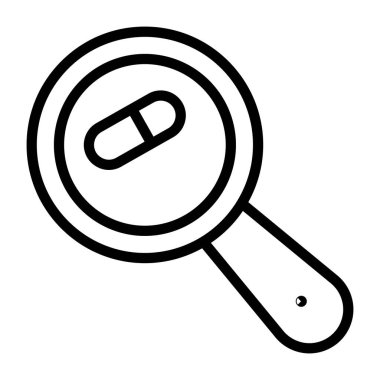 Büyüteç altında kapsül, arama hapı simgesi