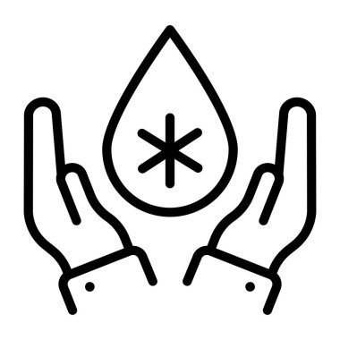 Ellerin içinde kan damlası, kan bağışı ikonu