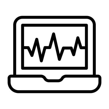 Kalp atışı dizüstü bilgisayarın içinde, çevrimiçi ecg simgesi