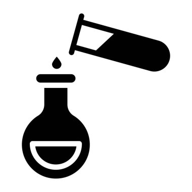 Kimyasal deney simgesi, test tüplü mataranın katı tasarımı