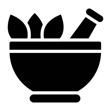 Bitkisel ilaç ikonu, havan topu vektörü