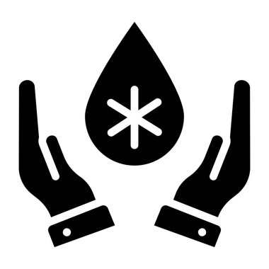 Ellerin içinde kan damlası, kan bağışı ikonu