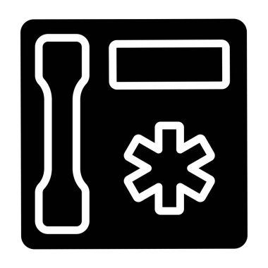 Tıbbi telefon ikonu, acil çağrı için kabartma tasarımı