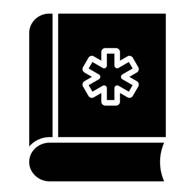 Tıp kitabı simgesi katı stil, premium indirme vektörü