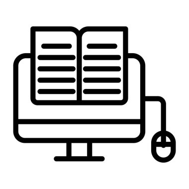 İçerideki fare ile kitap ekranı, dijital eğitim simgesi