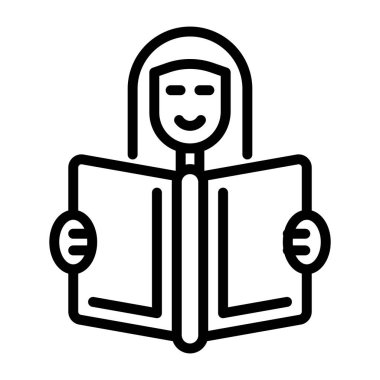 Okuyucu simgesi kavramını gösteren kitap ile kadın avatarı